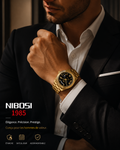 Montre Homme NIBOSI 1985 Luxe Dorée – Élégance & Précision avec Date et Jour
