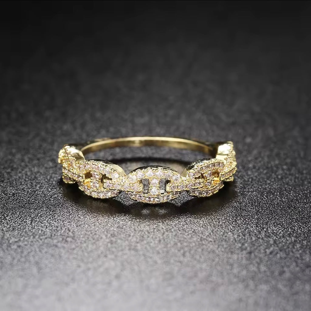 🌟 Bague Maillons Pavés – En Or ou Argent