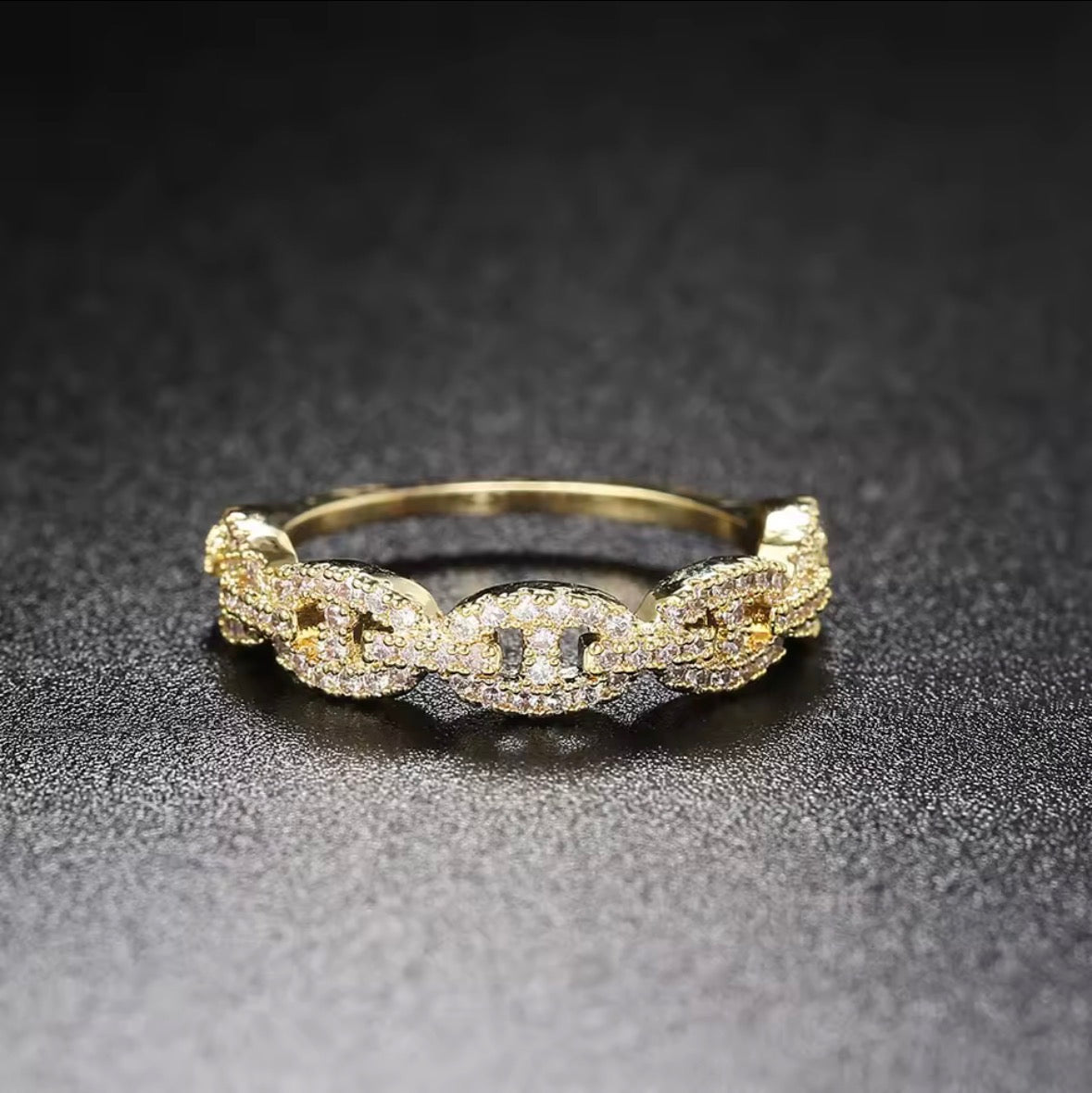 🌟 Bague Maillons Pavés – En Or ou Argent