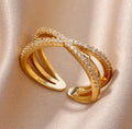LUMÉA™ – Bague Dorée Croisée Ajustable
