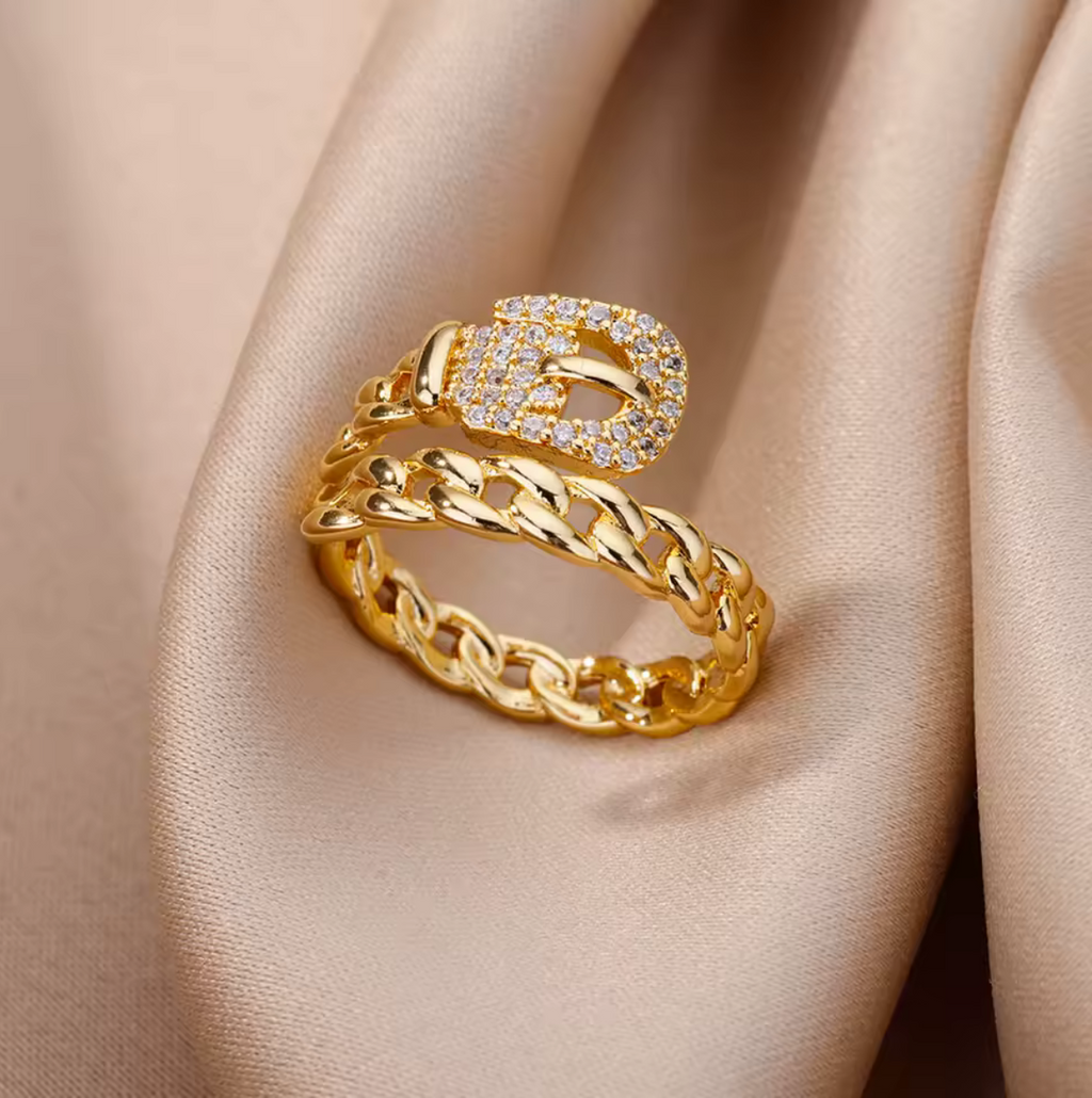 MAËLIA™ Bague Chaîne Ajustable Dorée