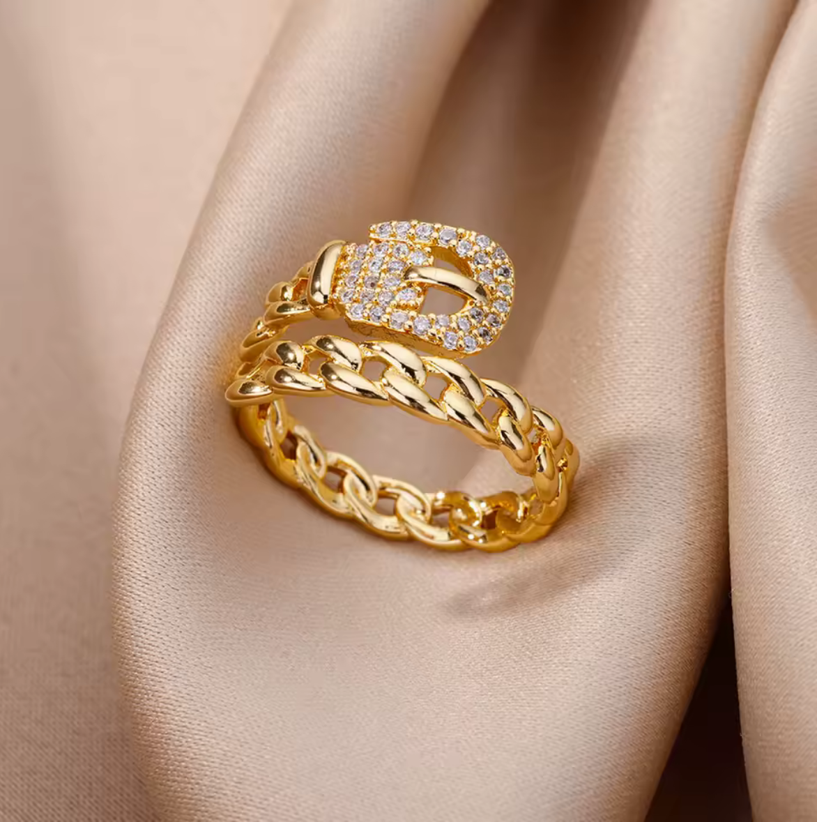 MAËLIA™ Bague Chaîne Ajustable Dorée