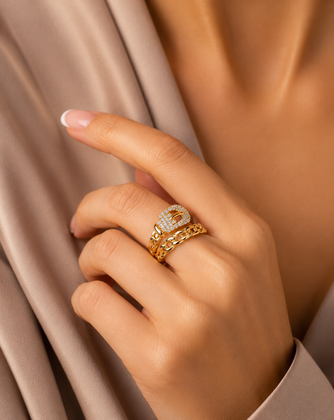 MAËLIA™ Bague Chaîne Ajustable Dorée