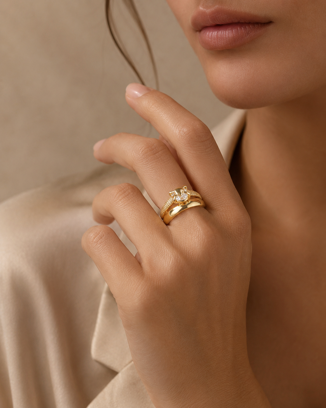 Bague Soléa™ – Élégance Dorée et Brillance Intemporelle